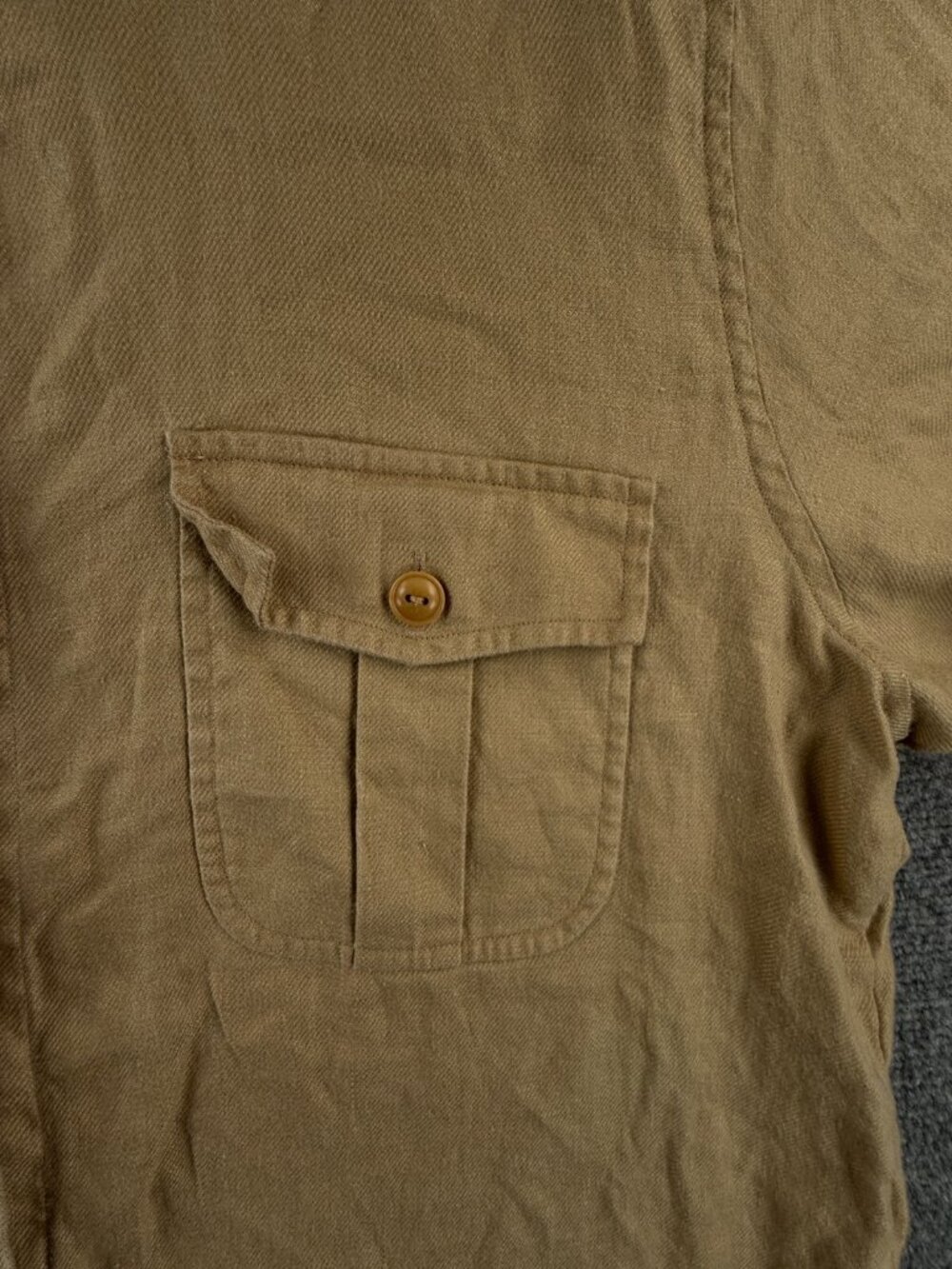 Lauren Ralph Lauren All Linen Size 16 Women Button Up Shirt Tan Long Sleeve - Picture 10 of 16